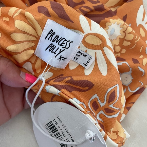 Princess Polly Retro Floral Orange Halter Top - Picture 10 of 11
